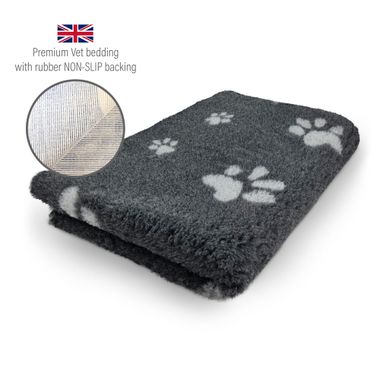 DRYBED Premium Vet Bed anthracite + grey paws 100 x 75 cm