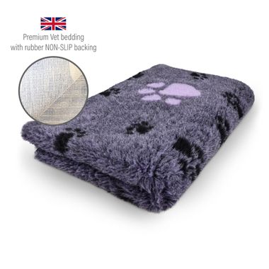 DRYBED Premium Vet Bed Big Paw lilac with black paws 100 x 75 cm