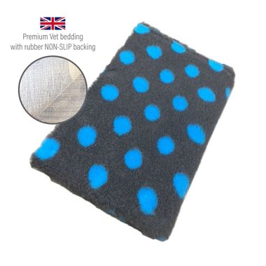 DRYBED Premium Vet Bed Dots anthracite + turquoise 100 x 75 cm