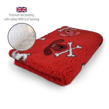 DRYBED Premium Vet Bed Crossbones red 100 x 75 cm