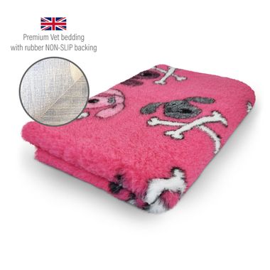 DRYBED Premium Vet Bed Crossbones fuchsia 150 x 100 cm