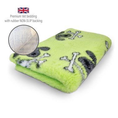 DRYBED Premium Vet Bed Crossbones lime green 100 x 75 cm