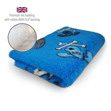 DRYBED Premium Vet Bed Crossbones blue 100 x 75 cm