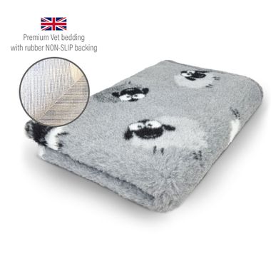 DRYBED Premium Vet Bed Farm Animals Woolly Sheep grey 100 x 75 cm