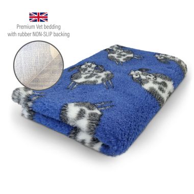 DRYBED Premium Vet Bed Farm Animals Woolly Cow blue 100 x 75 cm