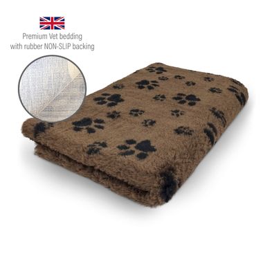 DRYBED Premium Vet Bed brown + black paws 100 x 75 cm