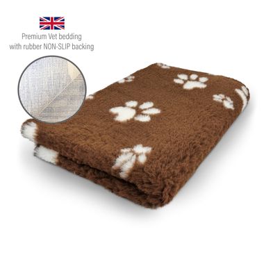 DRYBED Premium Vet Bed brown + white paws 100 x 75 cm