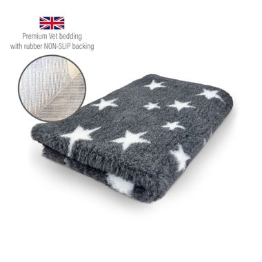 DRYBED Premium Vet Bed Stars anthracite + white 100 x 75 cm