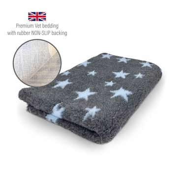 DRYBED Premium Vet Bed Stars anthracite + light blue 100 x 75 cm