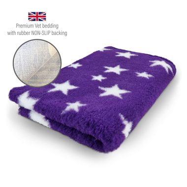 DRYBED Premium Vet Bed Stars Royal purple + white 100 x 75 cm