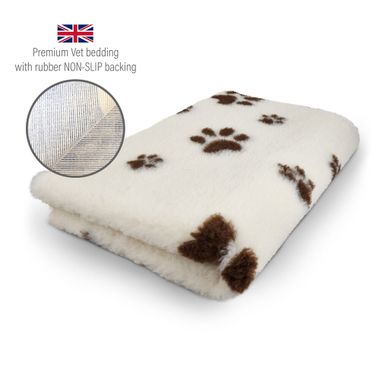 DRYBED Premium Vet Bed cream + brown paws 100 x 75 cm