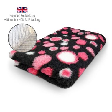 DRYBED Premium Vet Bed Circles black + fuchsia + white 100 x 75 cm