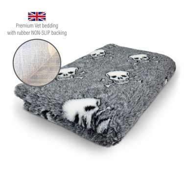 DRYBED Premium Vet Bed Skulls grey 100 x 75 cm