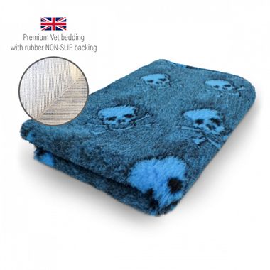 DRYBED Premium Vet Bed Skulls turquoise 100 x 75 cm