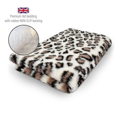 DRYBED Premium Vet Bed Leopard brown + cream 100 x 75 cm