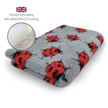 DRYBED Premium Vet Bed Ladybug grau 100 x 75 cm