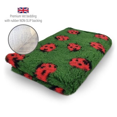 DRYBED Premium Vet Bed Ladybug green 100 x 75 cm