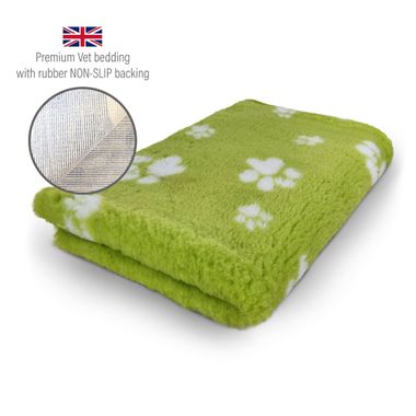 DRYBED Premium Vet Bed lime green + white paws 100 x 75 cm