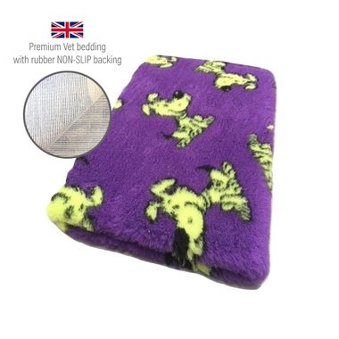 DRYBED Premium Vet Bed Lucky Dog purple + yellow 100 x 75 cm