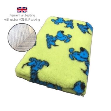 DRYBED Premium Vet Bed Lucky Dog lime green + blue 100 x 75 cm