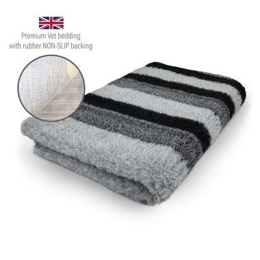 DRYBED Premium Vet Bed Stripes anthracite + black 100 x 75 cm