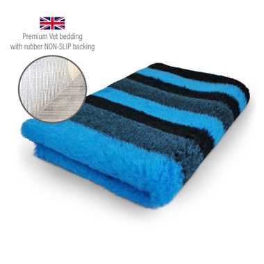 DRYBED Premium Vet Bed Stripes blue + black 100 x 75 cm