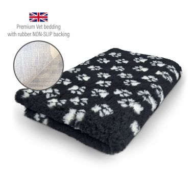 DRYBED Premium Vet Bed Small Paws black + white paws 100 x 75 cm