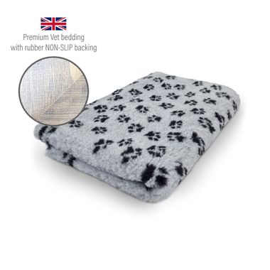 DRYBED Premium Vet Bed Small Paws grey + black paws 100 x 75 cm