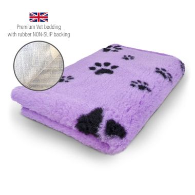 DRYBED Premium Vet Bed lilac + black paws 100 x 75 cm