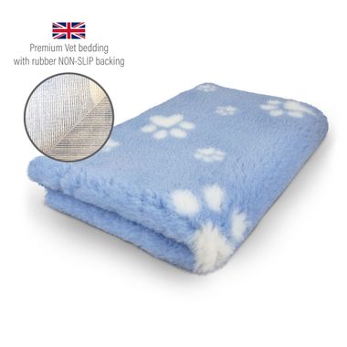 DRYBED Premium Vet Bed light blue + white paws 100 x 75 cm