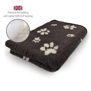 DRYBED Premium Vet Bed dark brown + beige paws 100 x 75 cm