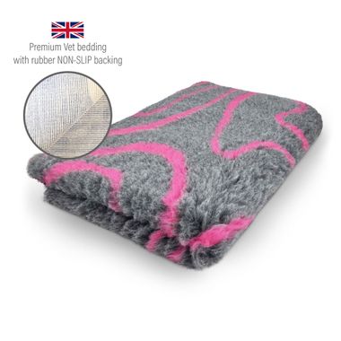 DRYBED Premium Vet Bed Waves anthracite + fuchsia 100 x 75 cm