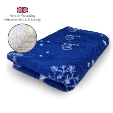 DRYBED Premium Vet Bed XMAS Ho-Ho-Ho blue 100 x 75 cm