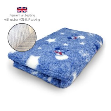 DRYBED Premium Vet Bed XMAS Snowman blue 100 x 75 cm