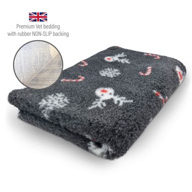 DRYBED Premium Vet Bed XMAS Red-Nosed Reindeer grey 100 x 75 cm