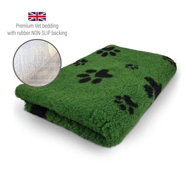 DRYBED Premium Vet Bed green + black paws 100 x 75 cm