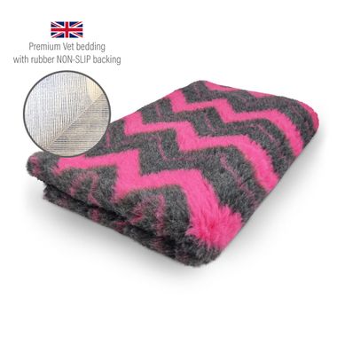 DRYBED Premium Vet Bed ZIG ZAG anthracite + fuchsia 100 x 75 cm