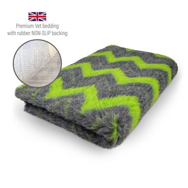 DRYBED Premium Vet Bed ZIG ZAG anthracite + lime green 100 x 75 cm