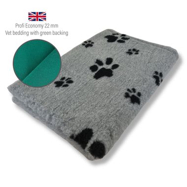 DRYBED Profi Vet Bed Economy 22 mm grey + black paws 100 x 75 cm