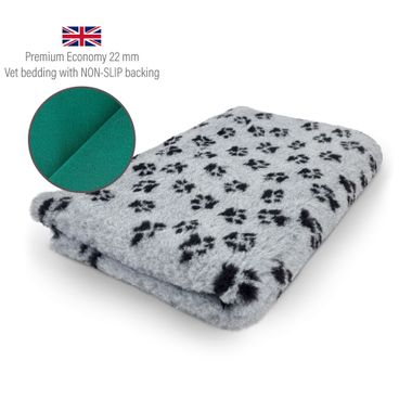 DRYBED Profi Vet Bed Economy 22 mm grey + small black paws 100 x 75 cm